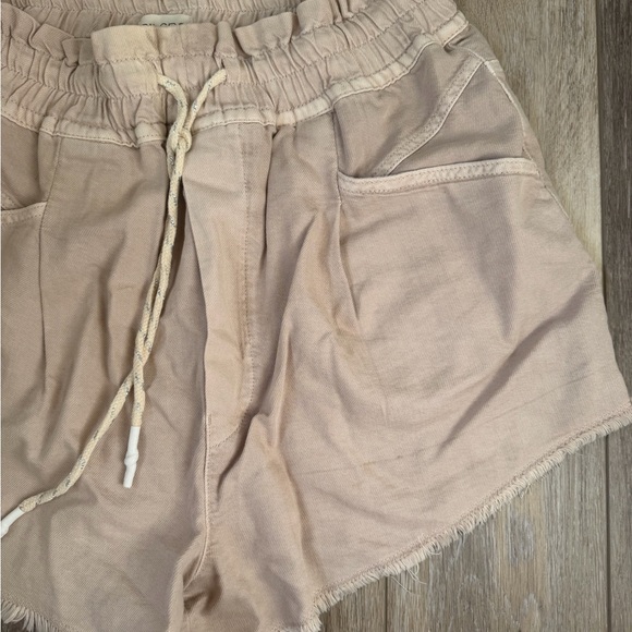Anthropologie Sz L Pilcro Cream metallic Drawstring high waisted shorts - Picture 7 of 7